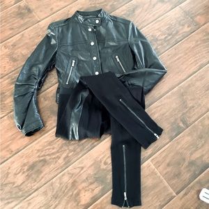 BCBG MAXAZRIA leather jacket + pants 🤍🖤